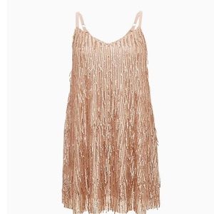 Gold fringe mini dress size 3 womens plus birthday